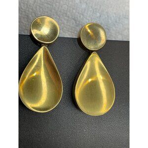 Vintage Signed Vaubel 88 Gold Plated Teardrop Dangle Earrings